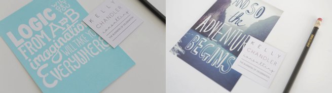 Still shots of Kelly Chandler Consulting business card and motivational cards | Kelly Chandler Consulting