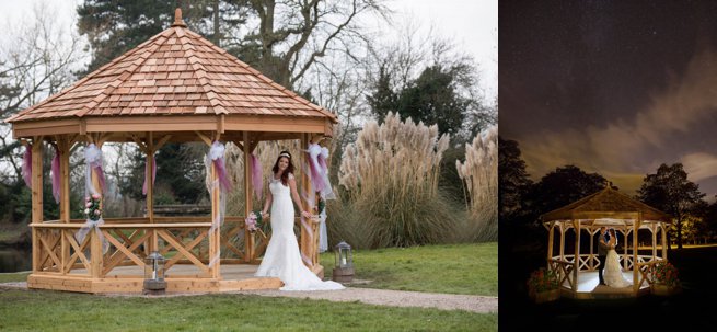 Bride under a gazebo and gazebo at night | Kelly Chandler Consulting