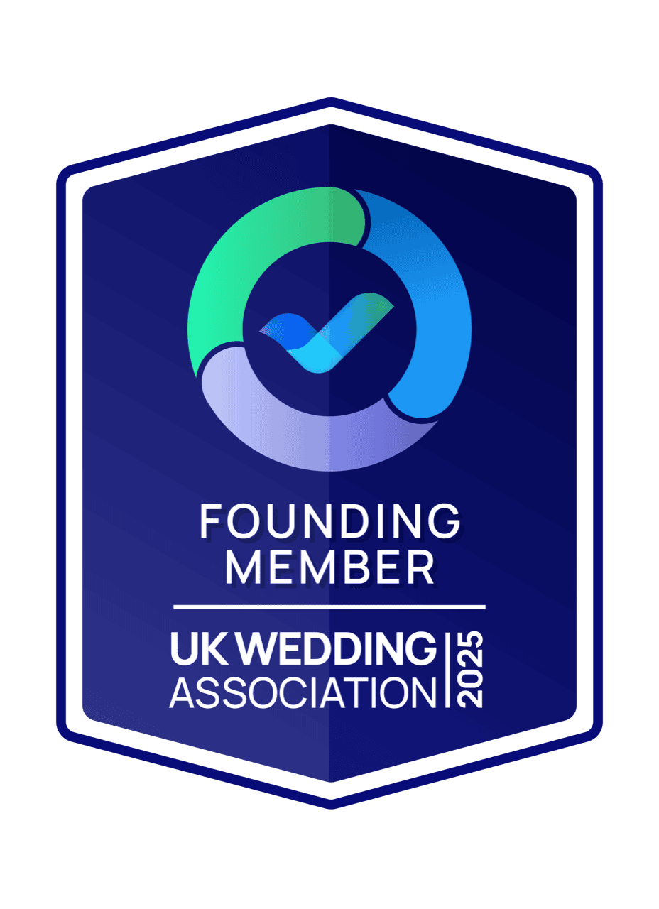 Founding Member badge for UK Wedding Association 2025.