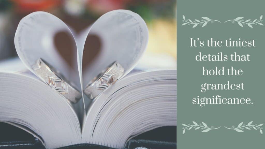 Open book with pages folded to form a heart shape, with a quote on the side.